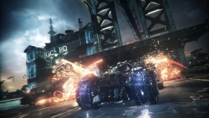 Batman Arkham Knight Fiery Batmobile background