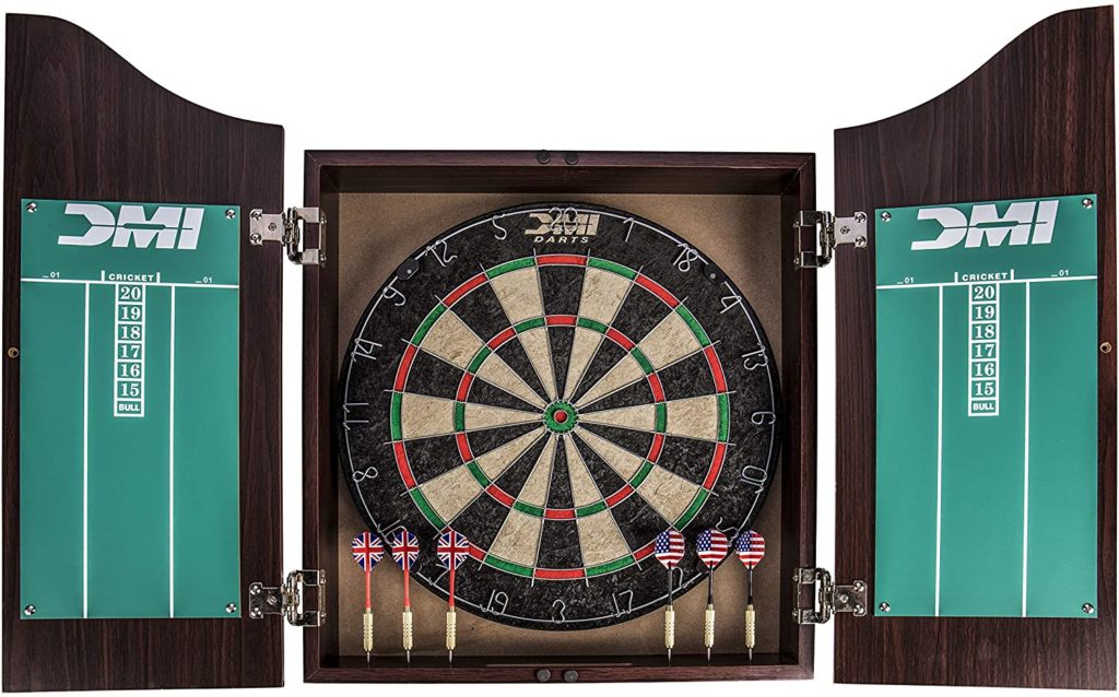 Deluxe Dartboard Cabinet Set DMI Sports Rosewood Finish