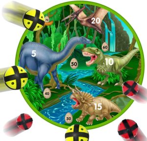 Dinosaur Dart Board Game with 6 Balls - Interactive Game and Safe for Kids