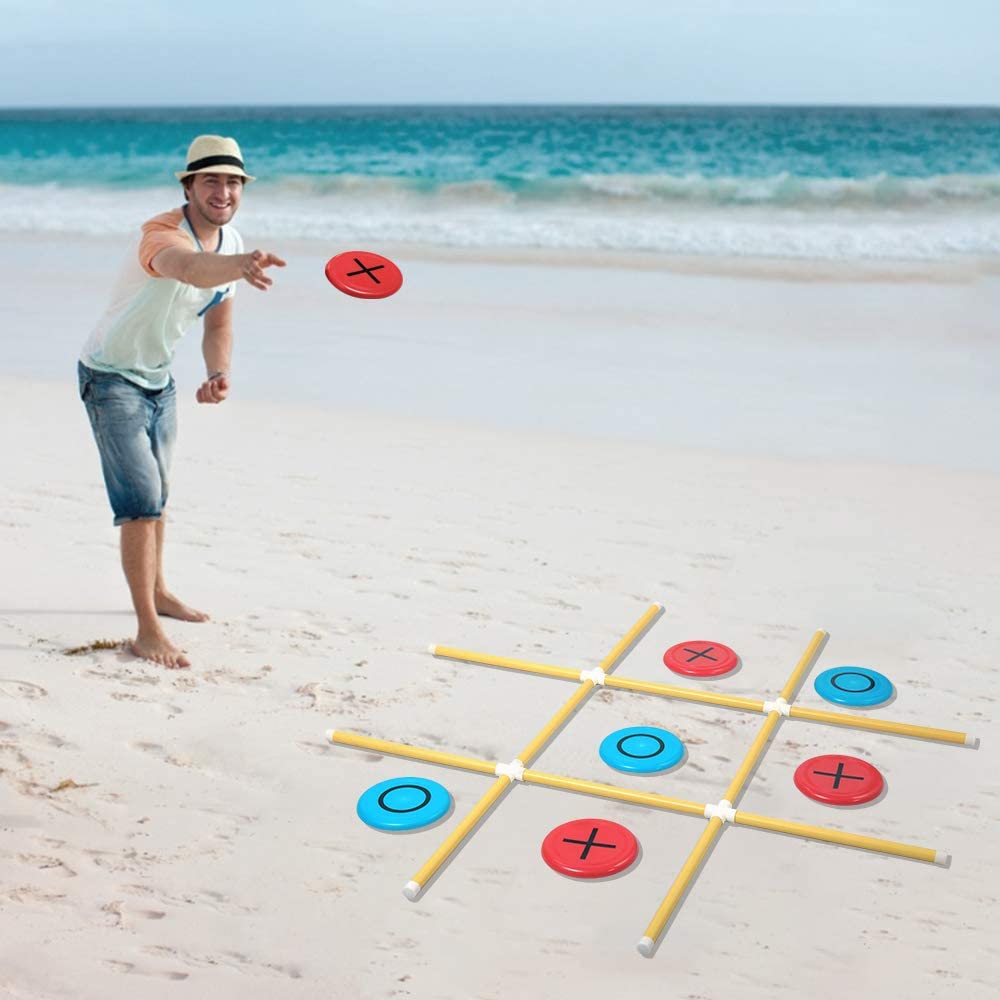 Giant Tic Tac Toe Game, Premium Portable PVC Framed Yard Toss Game, Large Outdoor Indoor Tic Tac Toe Game for Adults and Kids(4ft x 4ft) at the beach