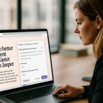 Marketing professional using Jasper AI’s browser extension to rewrite an email in Chrome