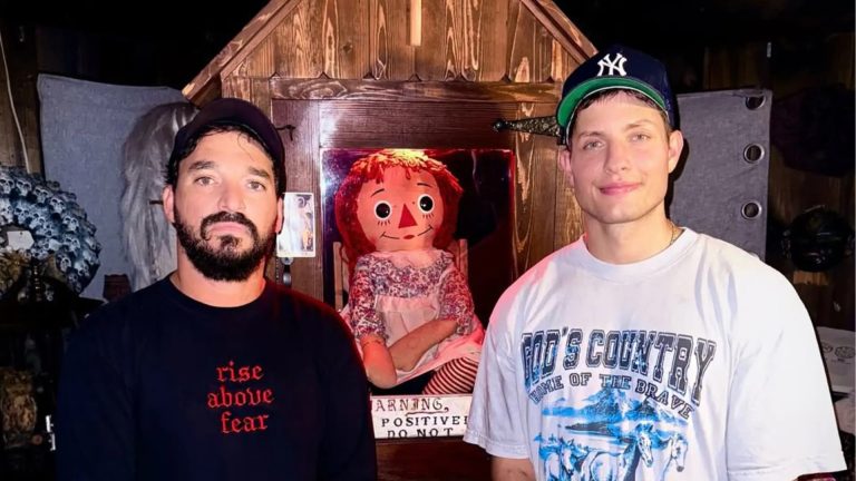 Matt Rife © Instagram/mattrife | Matt Rife (rt) and his friend YouTube creator Elton Castee with the Annabelle doll