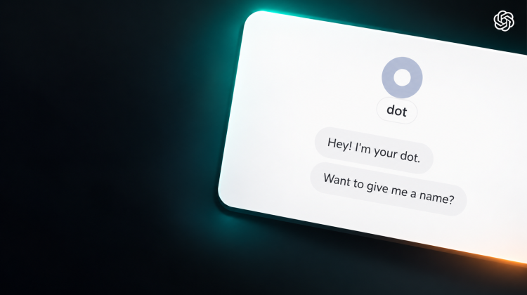 ChatGPT dot avatar with its opening greeting and invitation to choose a name