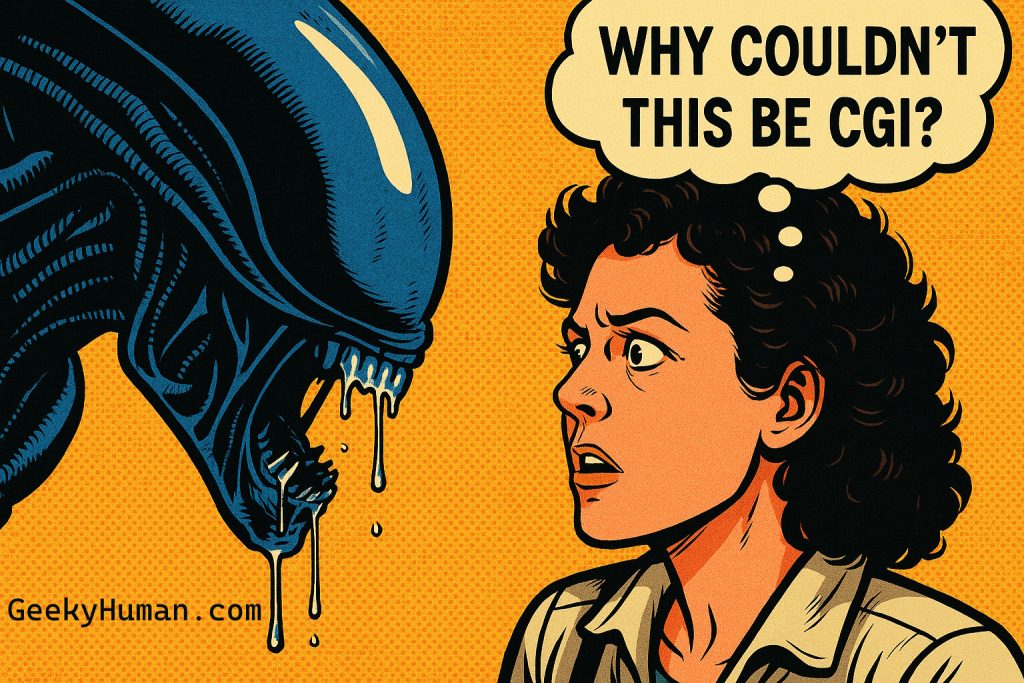 Why Couldnt this be CGI Comic - Ripley and Xenomorph Alien 1979 | Geeky Human Why Couldnt this be CGI Comic - Ripley and Xenomorph Alien 1979