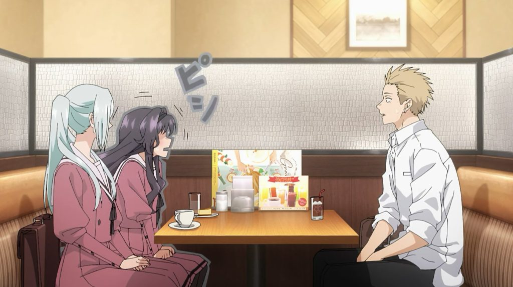 anime - The Fragrant Flower Blooms with Dignity - Rintaro at booth with Kaoruko and Subaru | Geeky Human